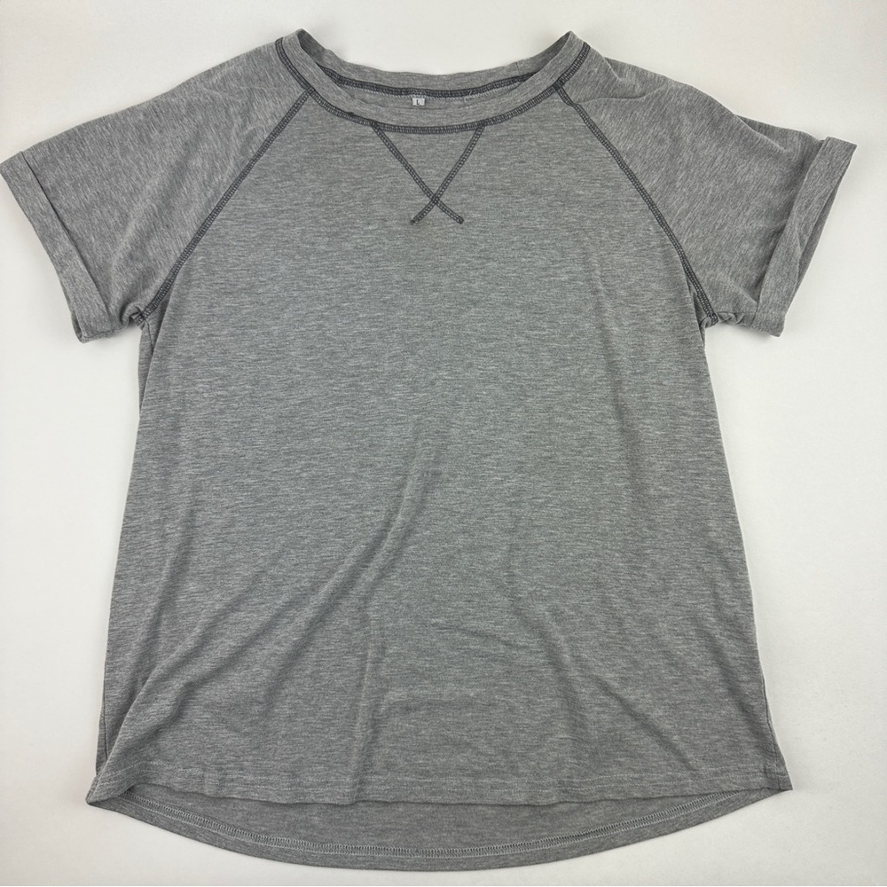 Athletic Tshirt Womens Large Gray Crew Neck